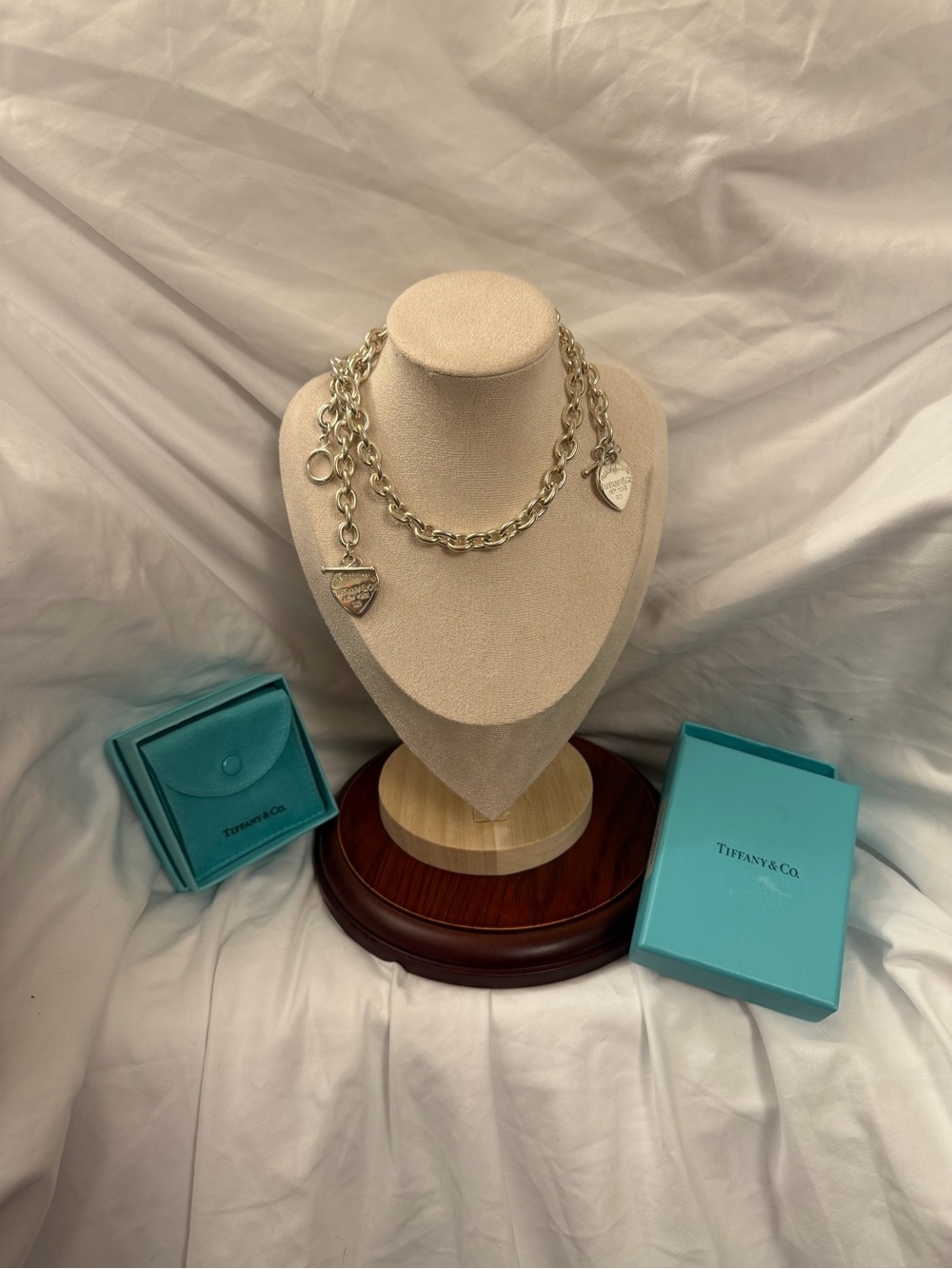 Tiffany & Co. Sterling Silver Signature Heart Charm Necklace - Silver